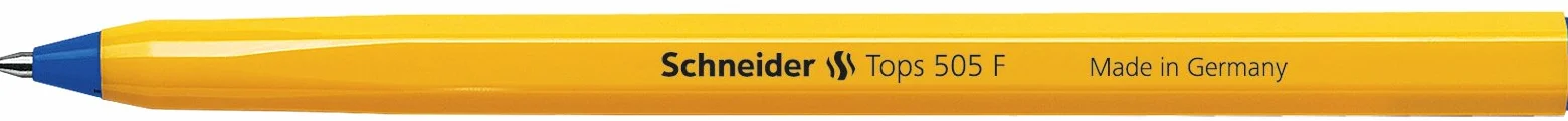 Schneider Przybory do pisania długopis Tops 505, model nasadki, F, niebieski, kolor trzonka: żółty