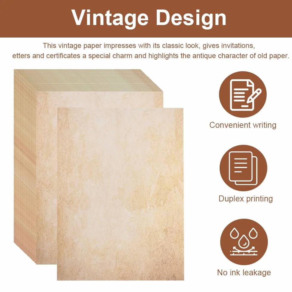 Papier pergaminowy A4 100 g/m² vintage dwustronny nadruk 70 arkuszy