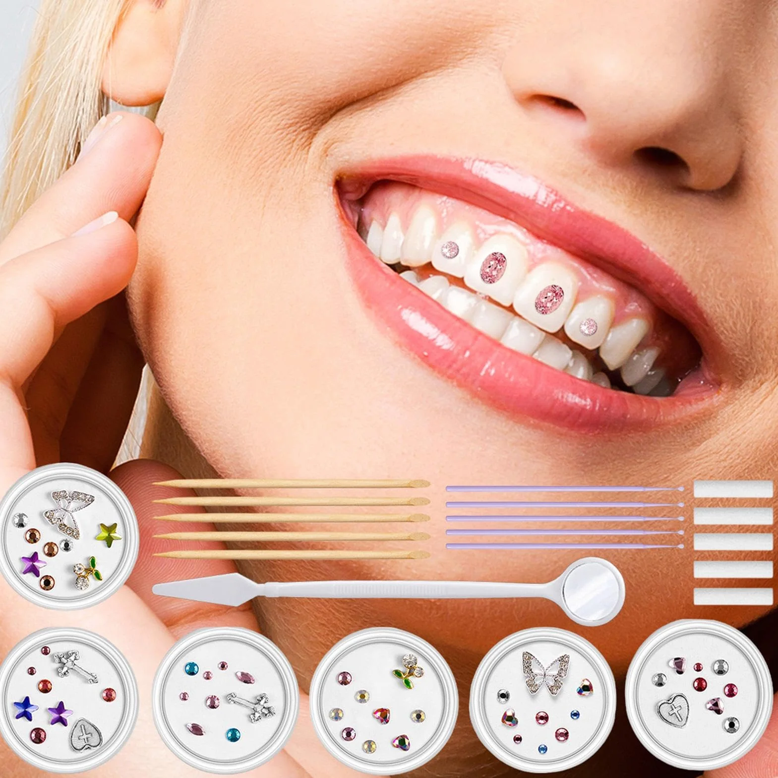 Zestaw dentystycznych kamieni szlachetnych, dentystycznych kamieni szlachetnych, kreatywny zestaw biżuterii do zębów zestaw kamieni szlachetnych dentystycznych biżuteria do zębów z błyszczącymi