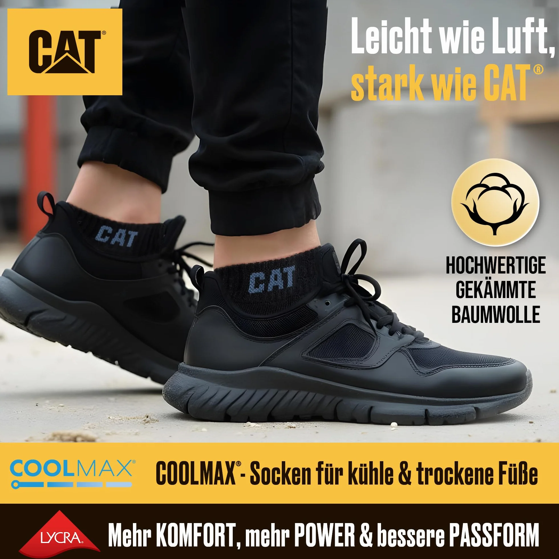 CAT CATERPILLAR POWER & COOL WORK SNEAKERS Skarpety robocze Sneakers, skarpety robocze, skarpety robocze, rozmiary 39-42, 43-46, 47-50