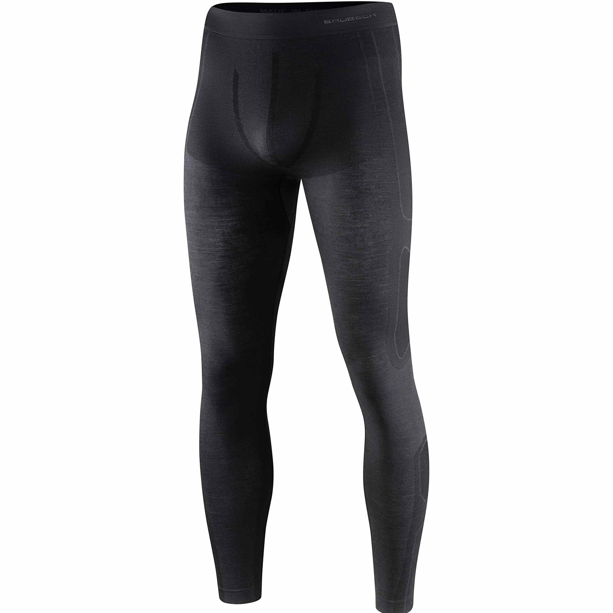 BRUBECK Spodnie funkcyjne długie męskie | długie spodnie | bielizna funkcyjna na zewnątrz | legginsy funkcyjne oddychające 41% Merino | rozm. M | czarne | LE10930