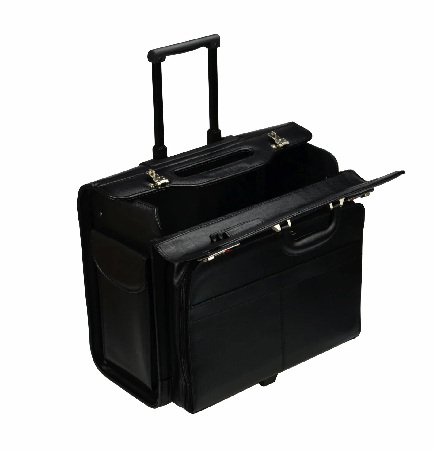 Alassio - 45030 SAN REMO - walizka na kółkach, sztuczna skóra, czarna, Czarny, 45 cm (L) x 25.99 cm (W) x 40 cm (H), Etui pilota
