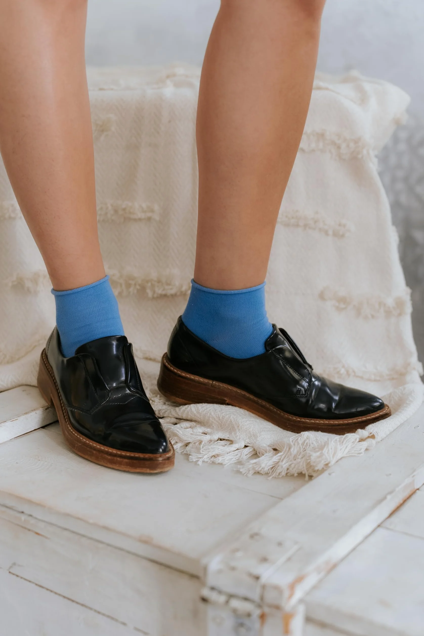 Rainbow Socks - Damskie bawełniane wygodne skarpety do kostek - beżowe, niebieskie, miętowe skarpety - 3 lub 5 par, 3 x niebieski, 39-41 EU
