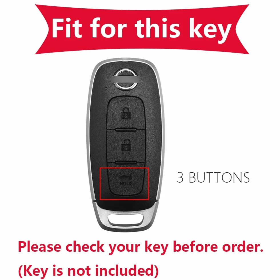KUNIO Etui na klucze pasuje do Nissan Altima Teana Qashqai J12 Ariya B6 B9 X-Trail T33 Pathfinder Rogue 2022/2023, etui na kluczyki samochodowe, skórzane, etui na klucze, 3 przyciski, niebieskie