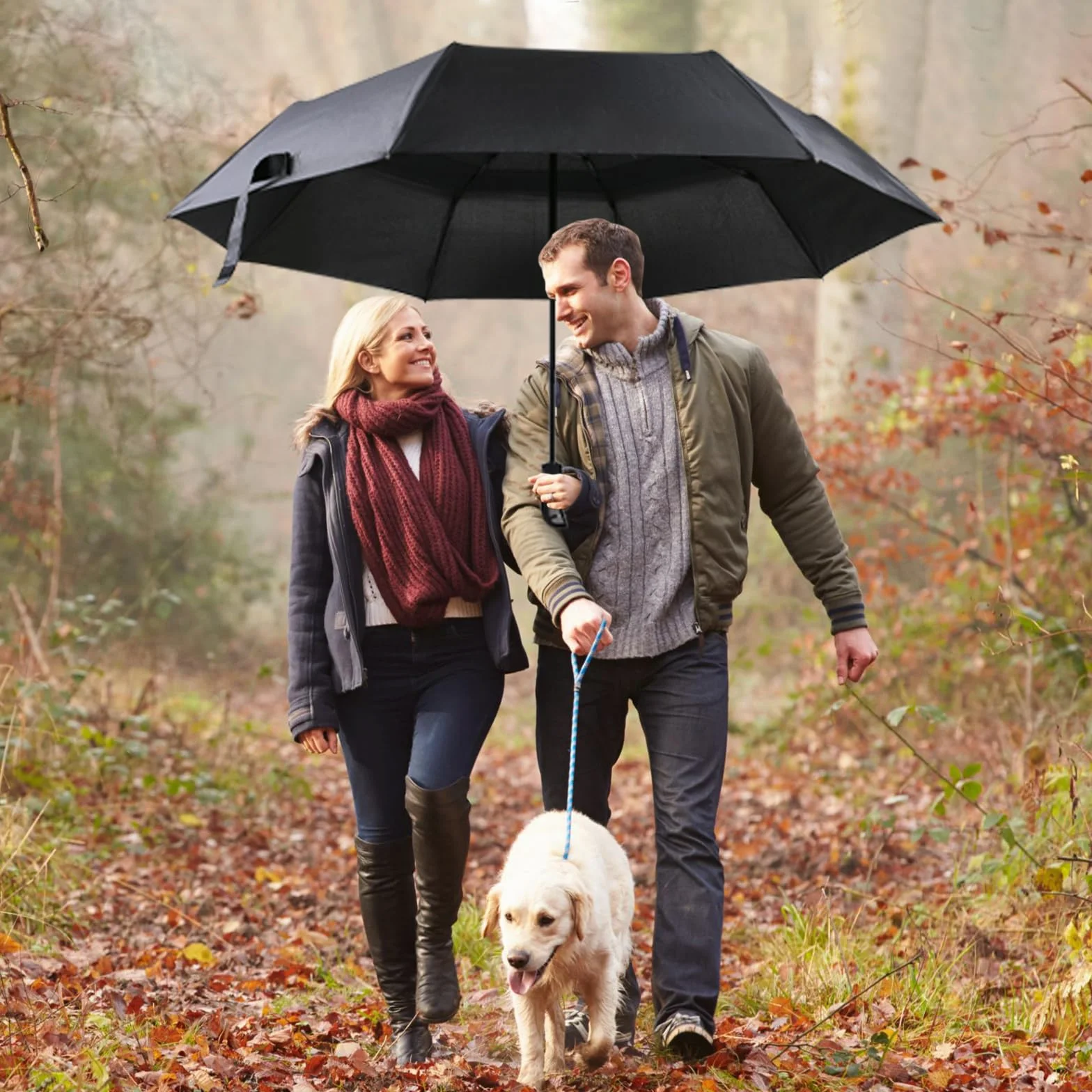 Parasol odporny na burzę, 62 cali, automatyczny składany parasol z podwójnym zadaszeniem, wiatroszczelny parasol golfowy dla mężczyzn i kobiet, duży parasol do golfa, w podróży i na co dzień