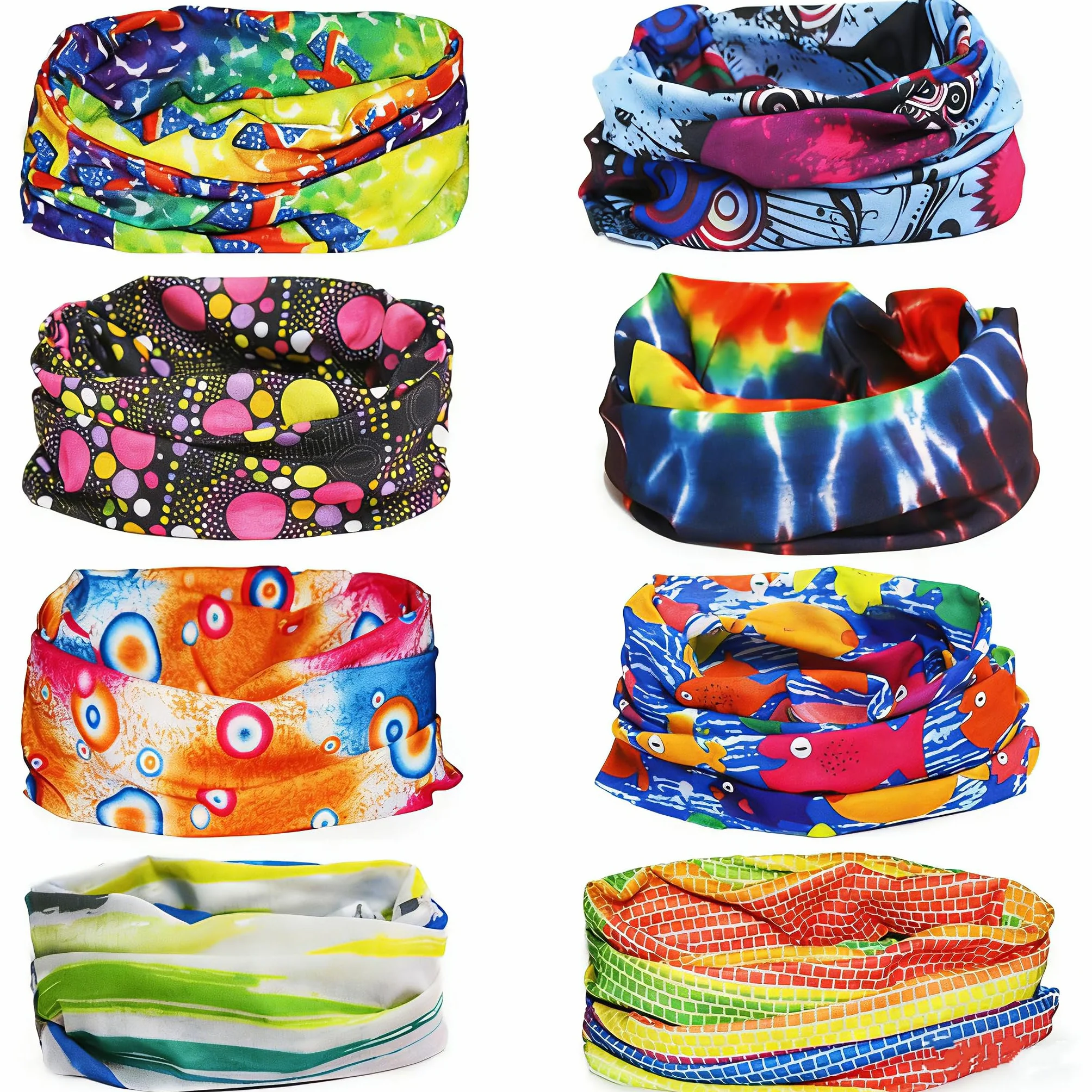 8 sztuk wielofunkcyjnych chust, szalik, magiczny, bezszwowy, bandana, chusta na głowę, unisex, do aktywności na świeżym powietrzu, wielofunkcyjna chusta sportowa, miękka i wygodna, maska na