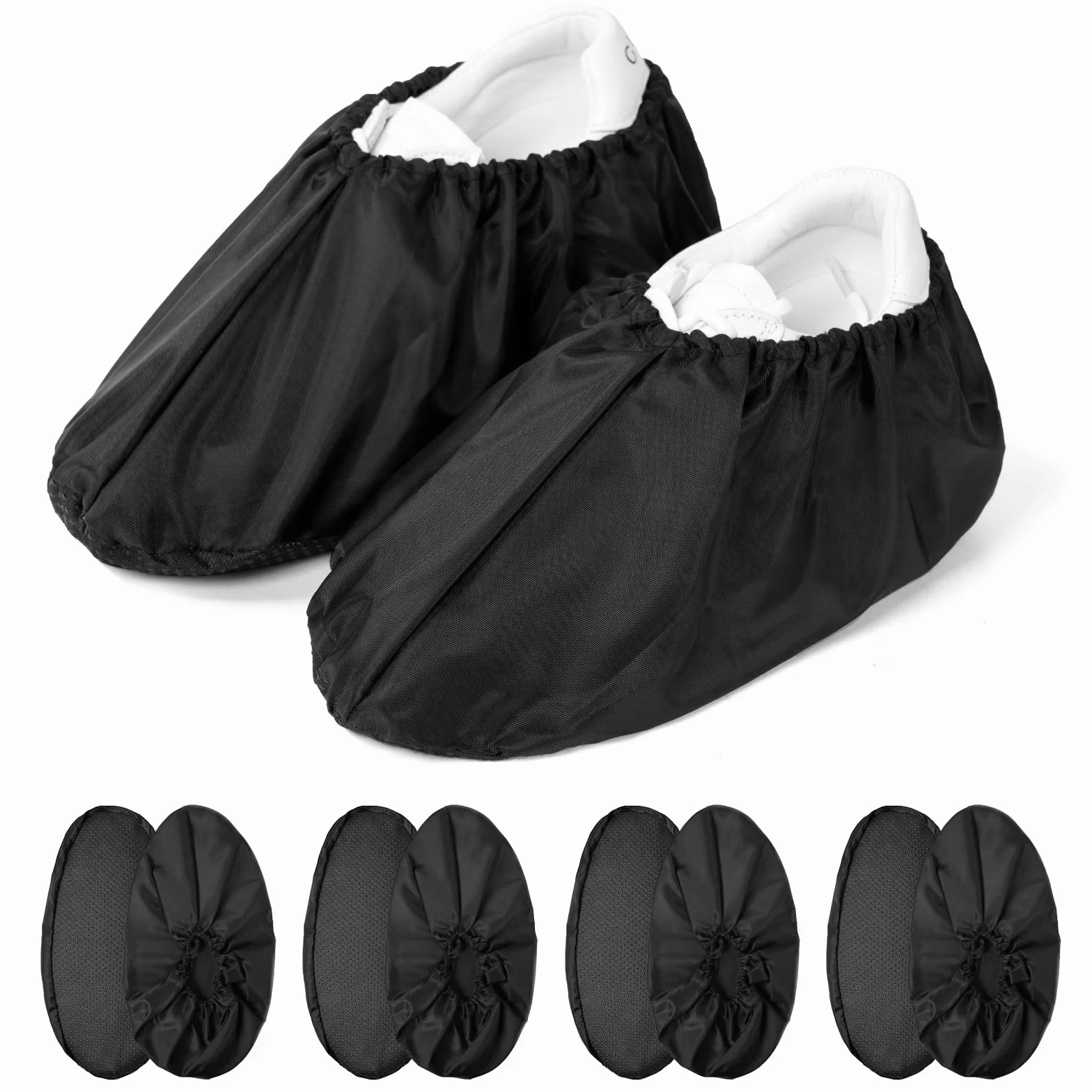 flintronic Wielokrotnego użytku ochraniacze na buty, 4 pary ochraniaczy na buty, pyłoszczelne ochraniacze na buty, antypoślizgowe ochraniacze na buty, zmywalne, jeden rozmiar (czarny), 1 para, Taglia