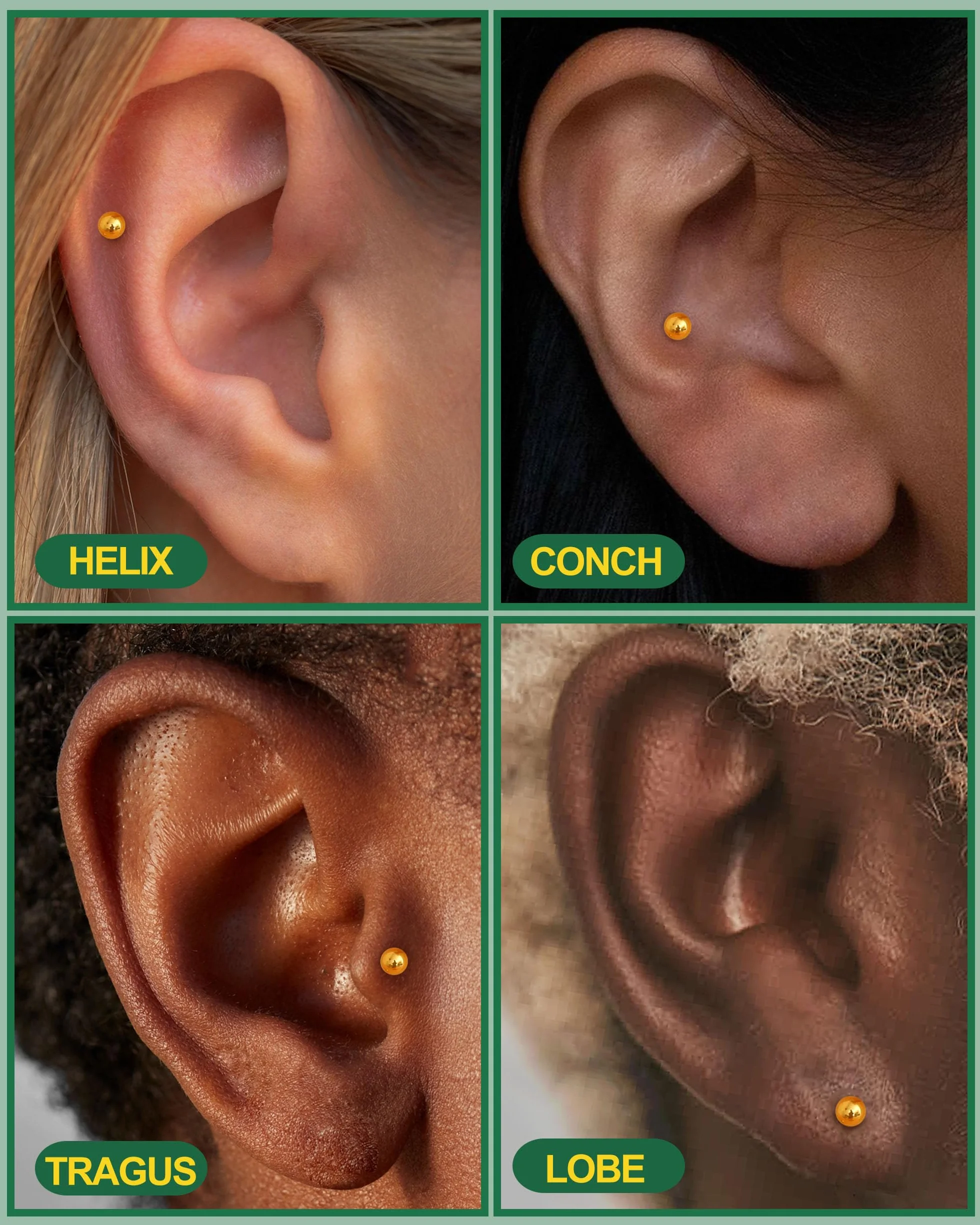 YADOCA G23 Titan Helix piercing tragus kolczyki z gwintem wewnętrznym labret conch piercing hipoalergiczne helix kolczyki do uszu, srebrny, złoty, tragus, biżuteria