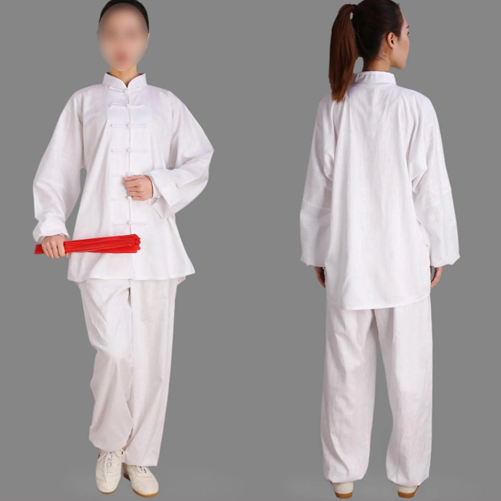 Damski strój do Tai Chi, chiński strój do Kung Fu, jedwabny, bawełniany, (biały, rozmiar M)