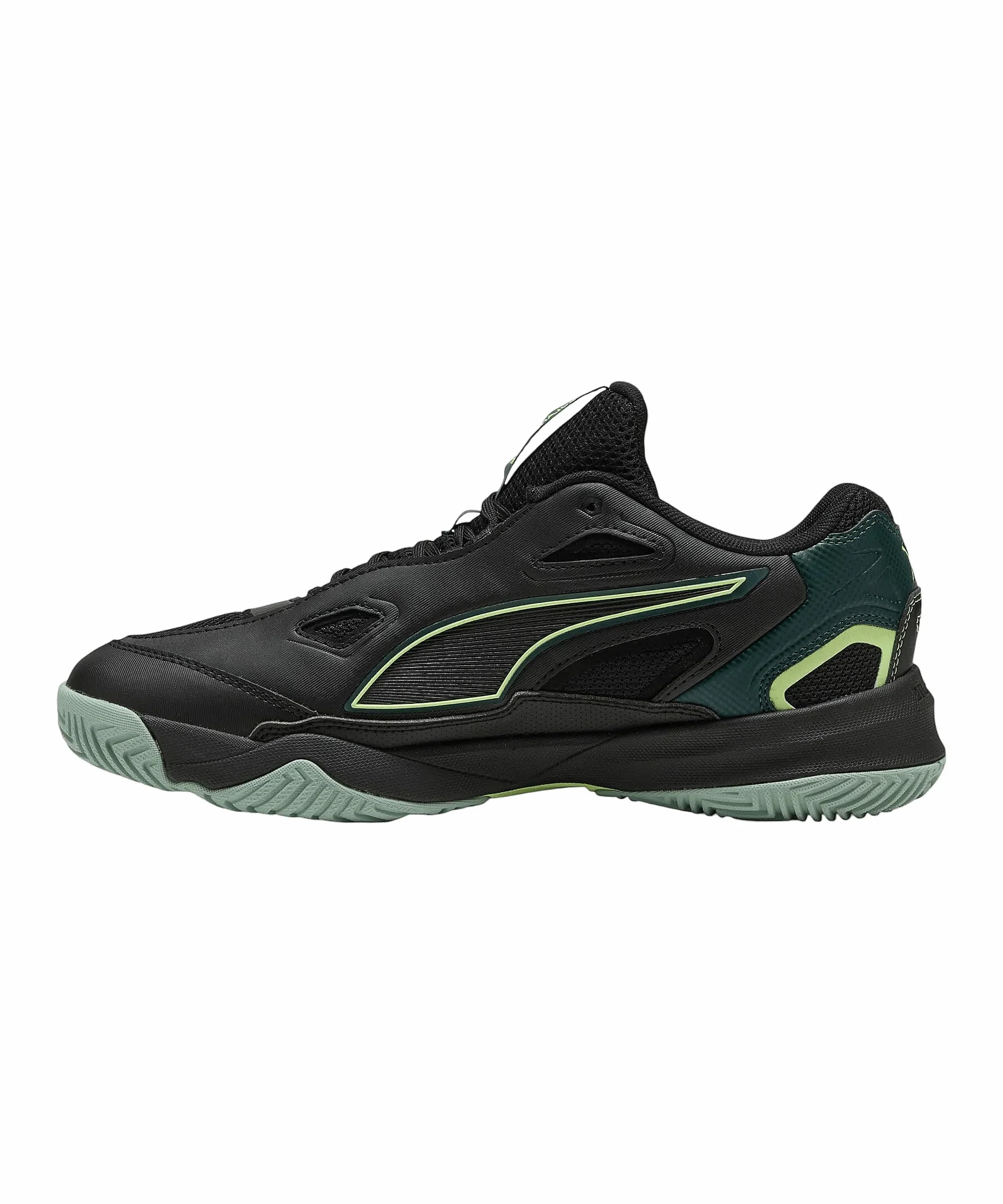 PUMA Unisex Solarstrike 4 buty halowe, Puma Czarny zielony teren gazowany lekki lekki mech, 45 EU