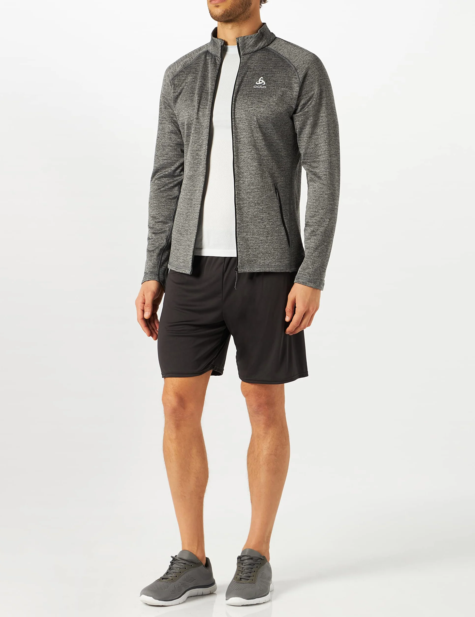ODLO Męska kurtka polarowa FLI Full Zip Midlayer, Ciemnoszary melanż, S