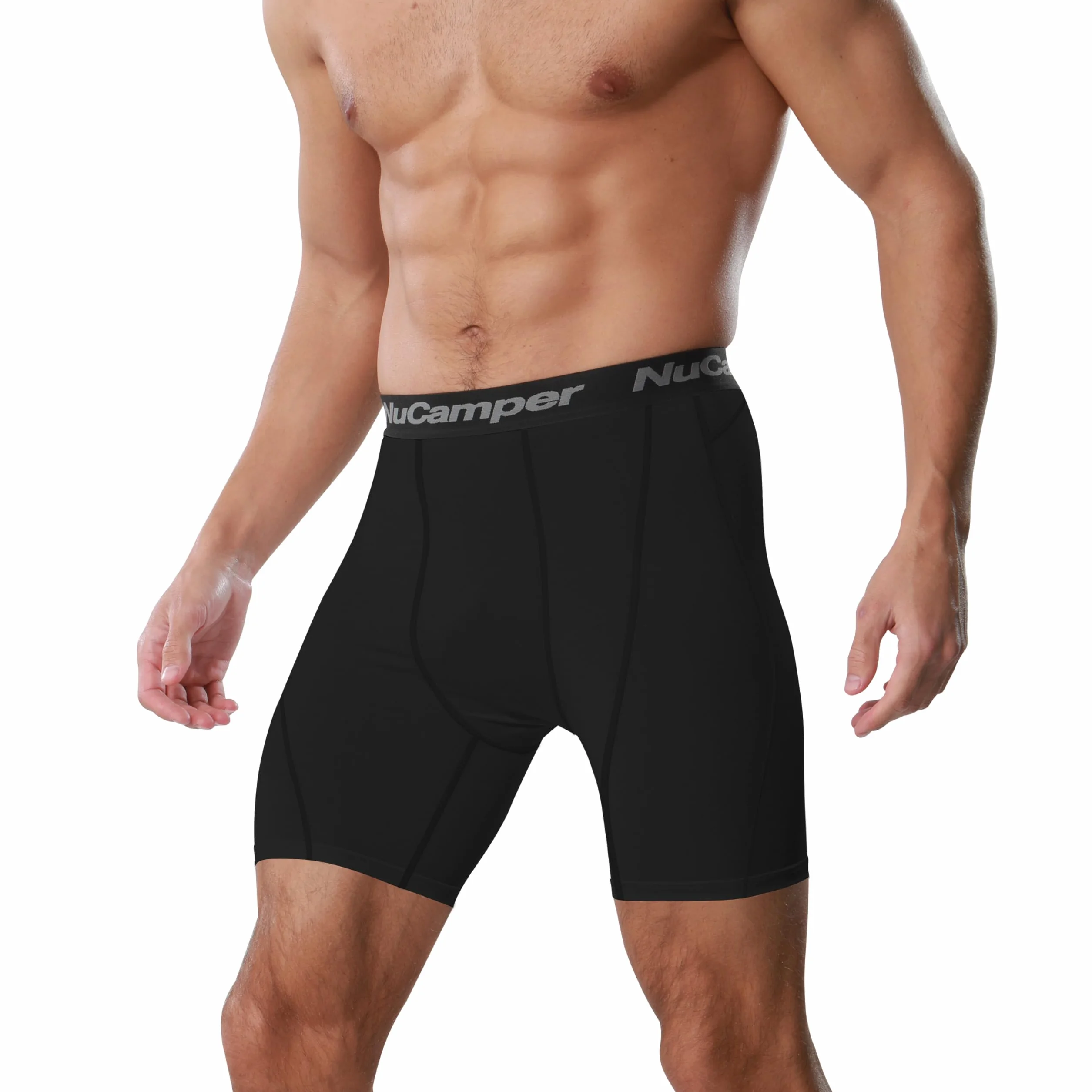NuCamper Męskie Spodenki Kompresyjne, Treningowe Legginsy, Biegania Warstwa Bazowa, Suchych, Szybkoschnące Oddychających Spodenek, Krótkie Spodenki Sportowe,na Siłownię, do Treningu
