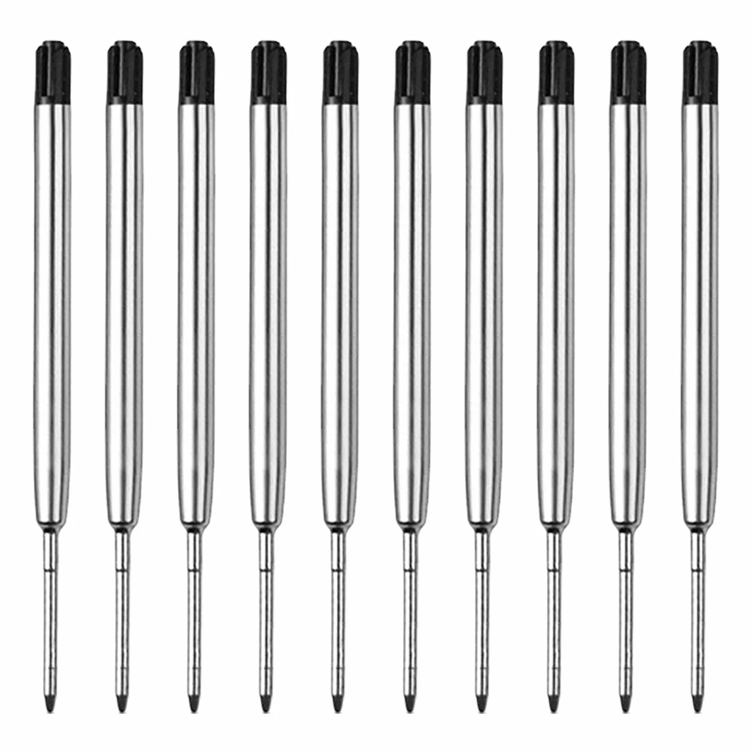 10 sztuk wkładów do długopisu, wkład do długopisu, wkład do długopisu, wymienne metalowe wkłady do formatu G2, szerokość kreski 1,0 mm M, kolor pisania (czarny)