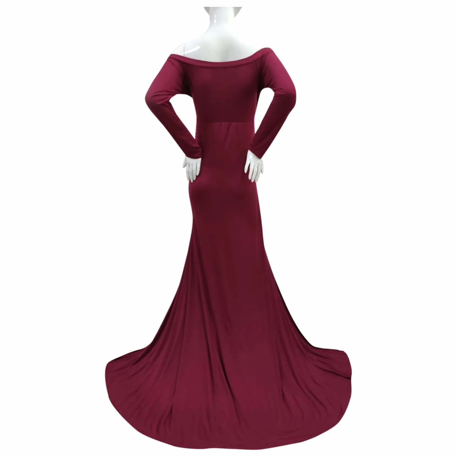Sukienka ciążowa na sesję zdjęciową na całą długość, odkryte ramiona, rozcięcie z boku, syrenka, elegancka, dopasowana, bodycon, sukienka maxi, baby shower
