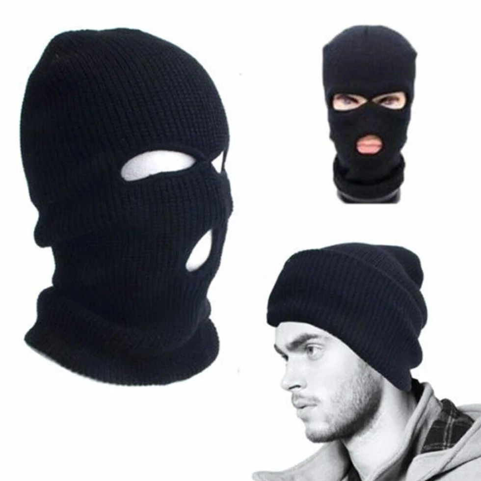 Kominiarka Balaclava z 3 otworami, zimowa, wiatroszczelna, ciepła, z dzianiny, dla mężczyzn i kobiet