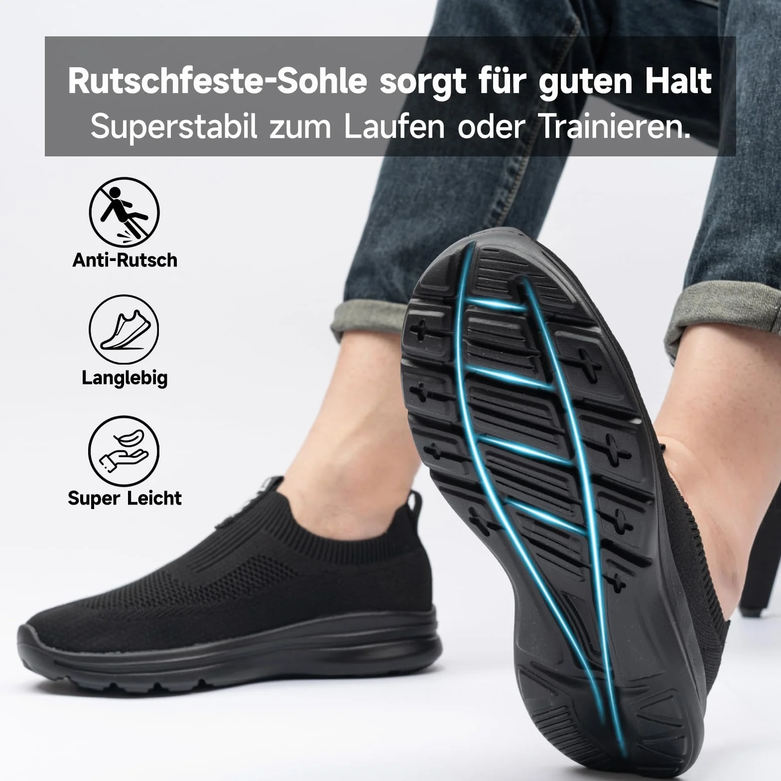 ODCKOI Slip On Sneaker Męskie trampki bez sznurowania Antypoślizgowe buty sportowe Buty do chodzenia po ulicy Buty do biegania Oddychające buty sportowe do biegania
