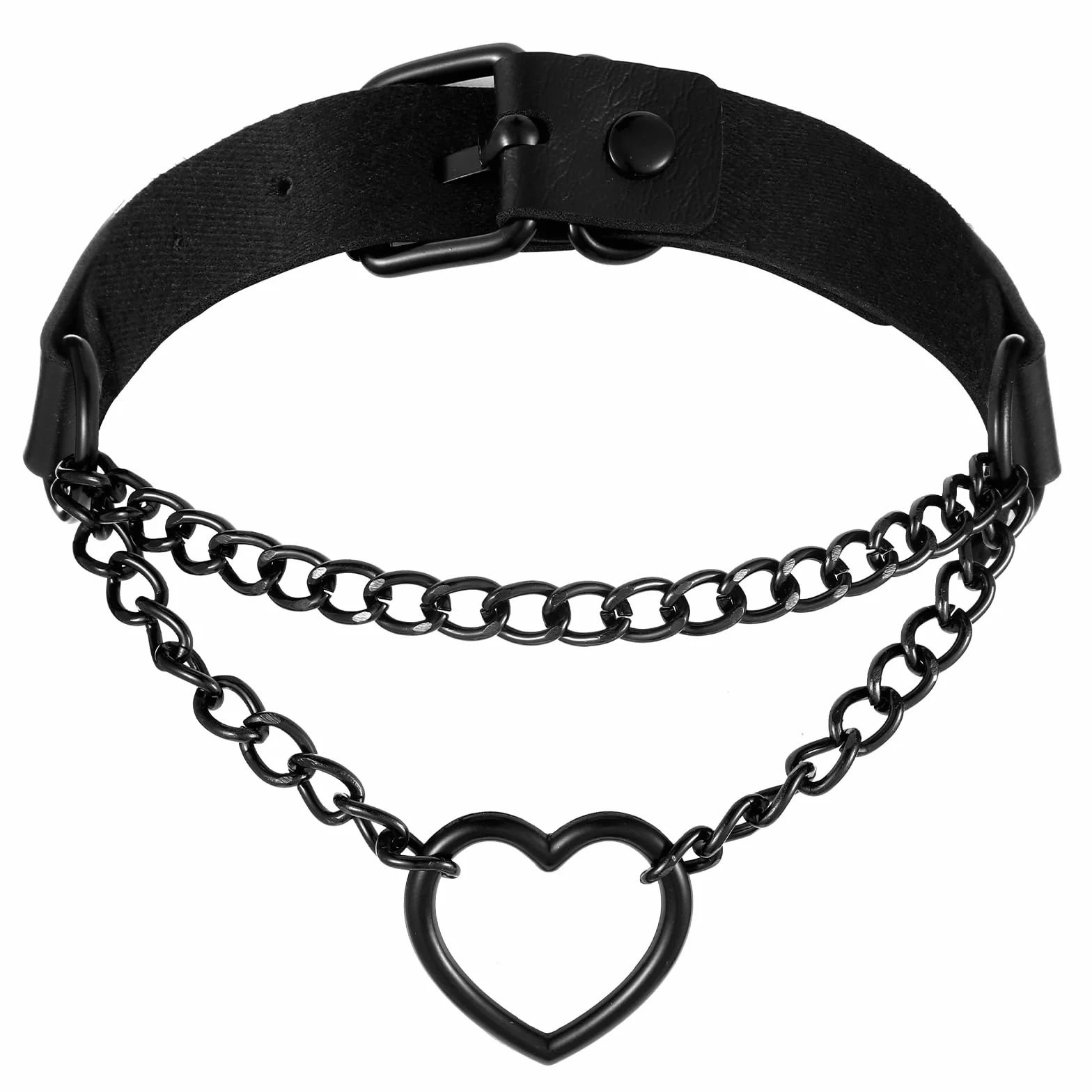 DIVINA VITAE Naszyjnik damski typu choker, czarny, gotycki naszyjnik, choker, czarny, gotycka, skóra PU, regulowany łańcuszek retro choker, na festiwal, imprezę, Halloween, Boże Narodzenie, akcesoria
