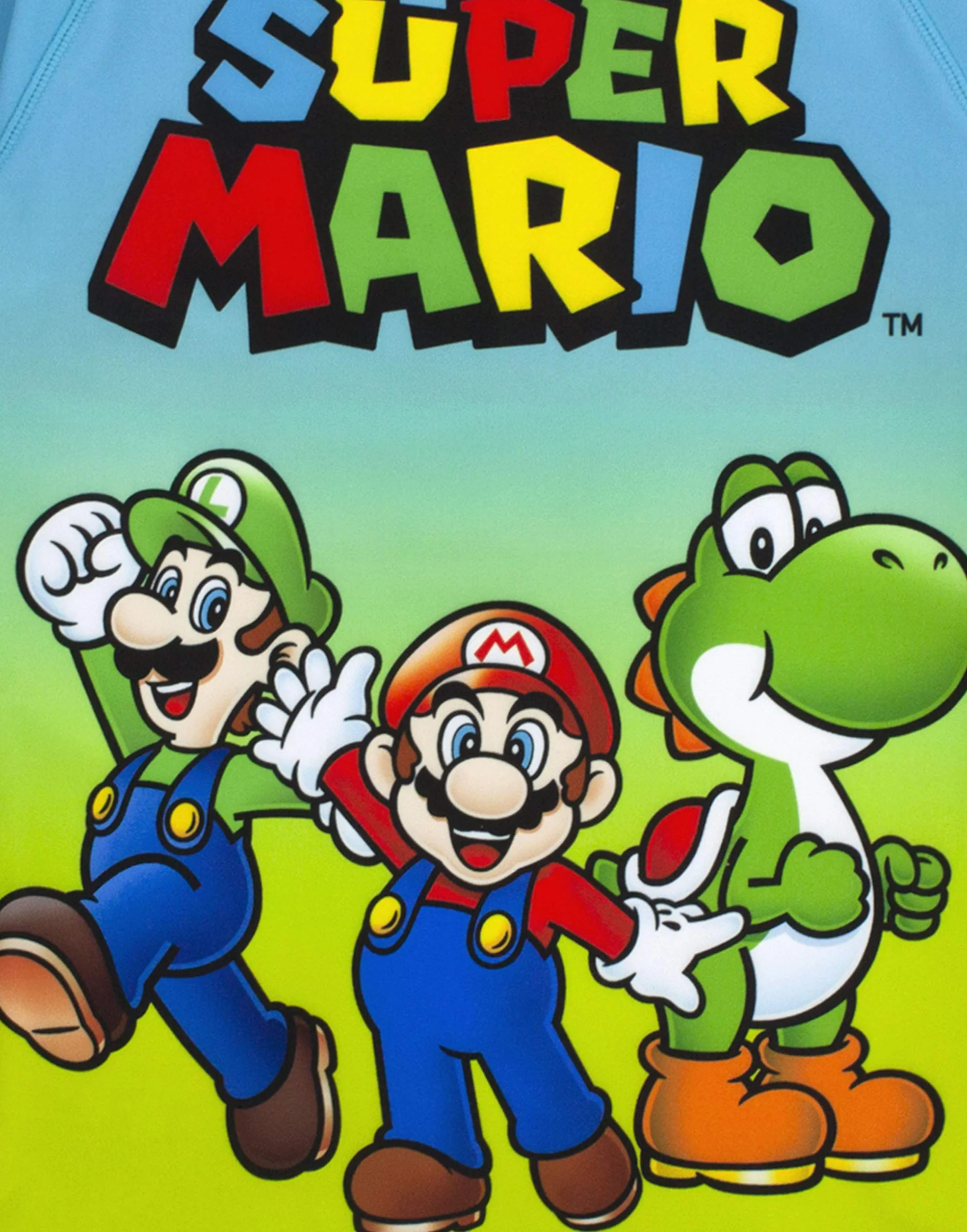 Super Mario Strój kąpielowy dla chłopców | niebiesko-zielony dwuczęściowy strój kąpielowy z szortami | dziecięcy kostium kąpielowy dla graczy UV50+ bezpieczny dla słońca