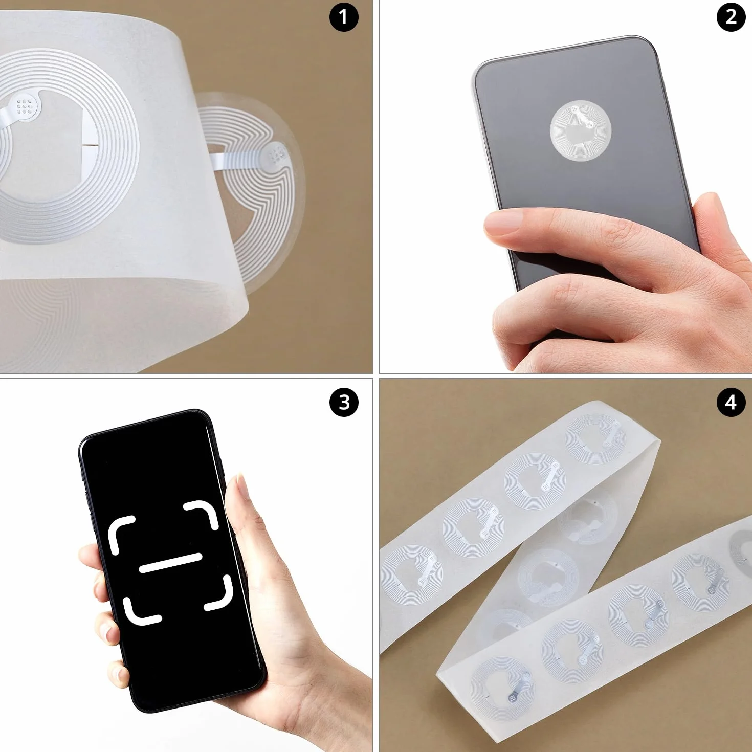 QWORK® 60 szt. naklejek NFC, 25 mm Ntag 213 puste naklejki NFC, kompatybilne z telefonami i urządzeniami NFC