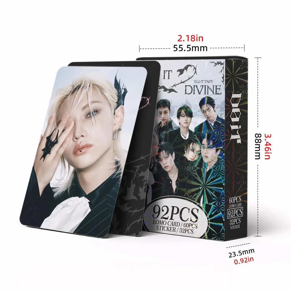 Stray Kids Photocards, Stray Kids karty fotograficzne, 60 sztuk kart SKZ Lomo, 32 szt. naklejek SK