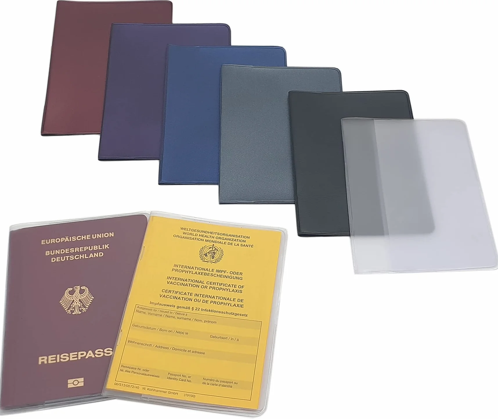 Etui ochronne na paszportszczepień, międzynarodowa karta szczepień, książeczka szczepień, etui na paszport, od daty wydania 2005, 2 przegródkami, Made in Germany, Fioletowy metaliczny, Einheitsgröße