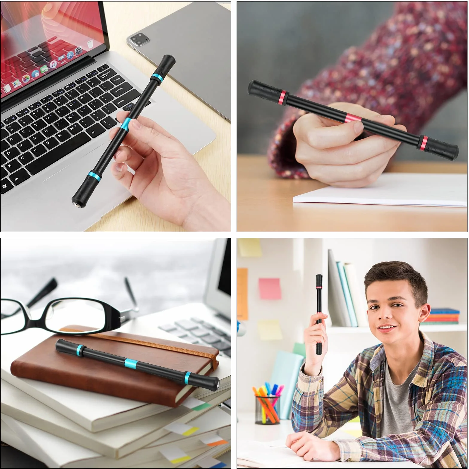 OSDUE Spinning Pen,Rolling Pen do ćwiczeń Palec,antypoślizgowa końcówka pióra antypoślizgowego dla lepszej elastyczności inteligencji