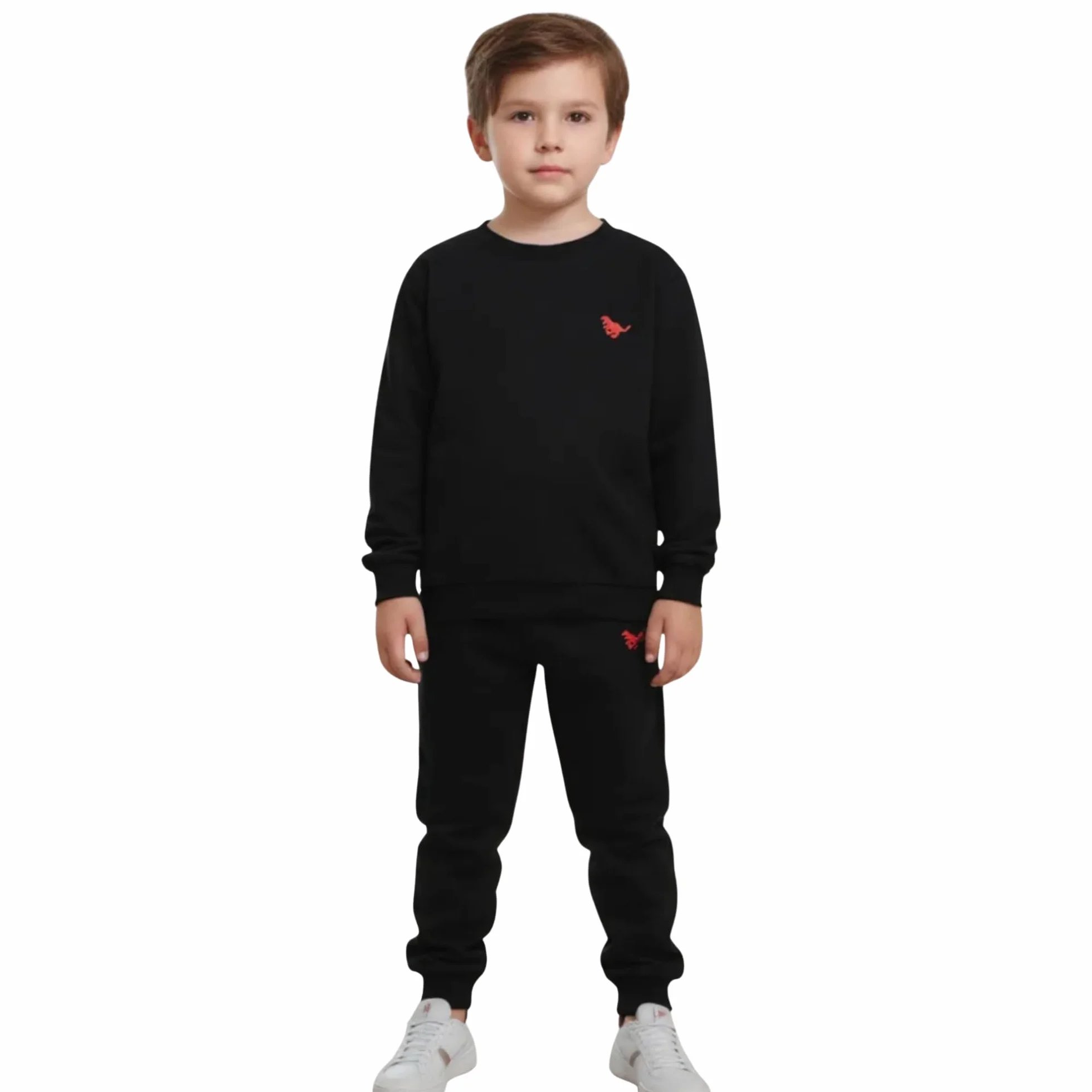 deiko Zestaw odzieży dziecięcej dla chłopców i dziewczynek, unisex, 100 bawełna, 2-częściowy top z długim rękawem i spodnie z kieszeniami, czarny, 3-4 lat
