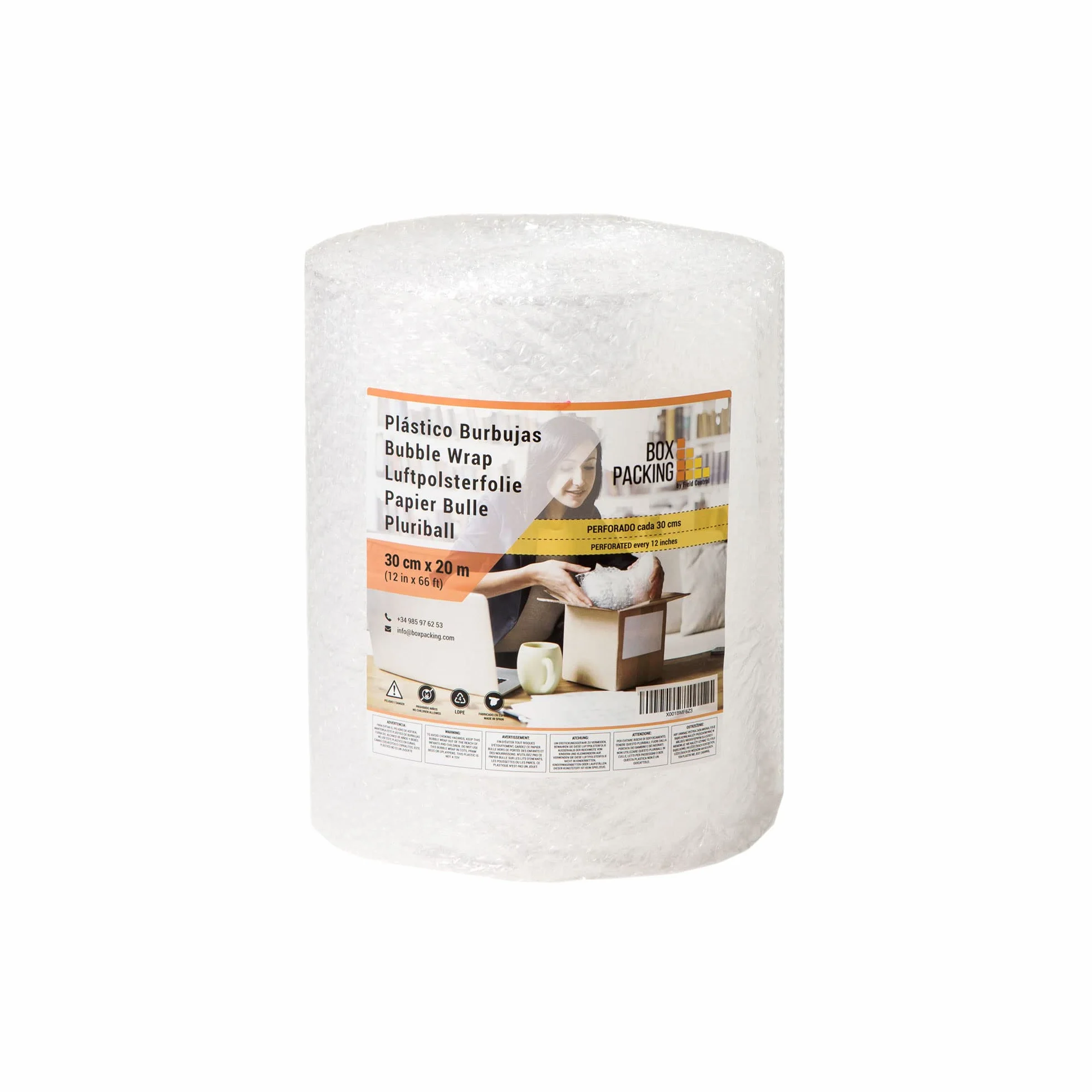 BOXPACKING | Plastikowe opakowanie bąbelkowe perforowane | 30 cm szerokości x 20 m długości | Bubble Packaging Roll Paper Ruch | Bubble Paper