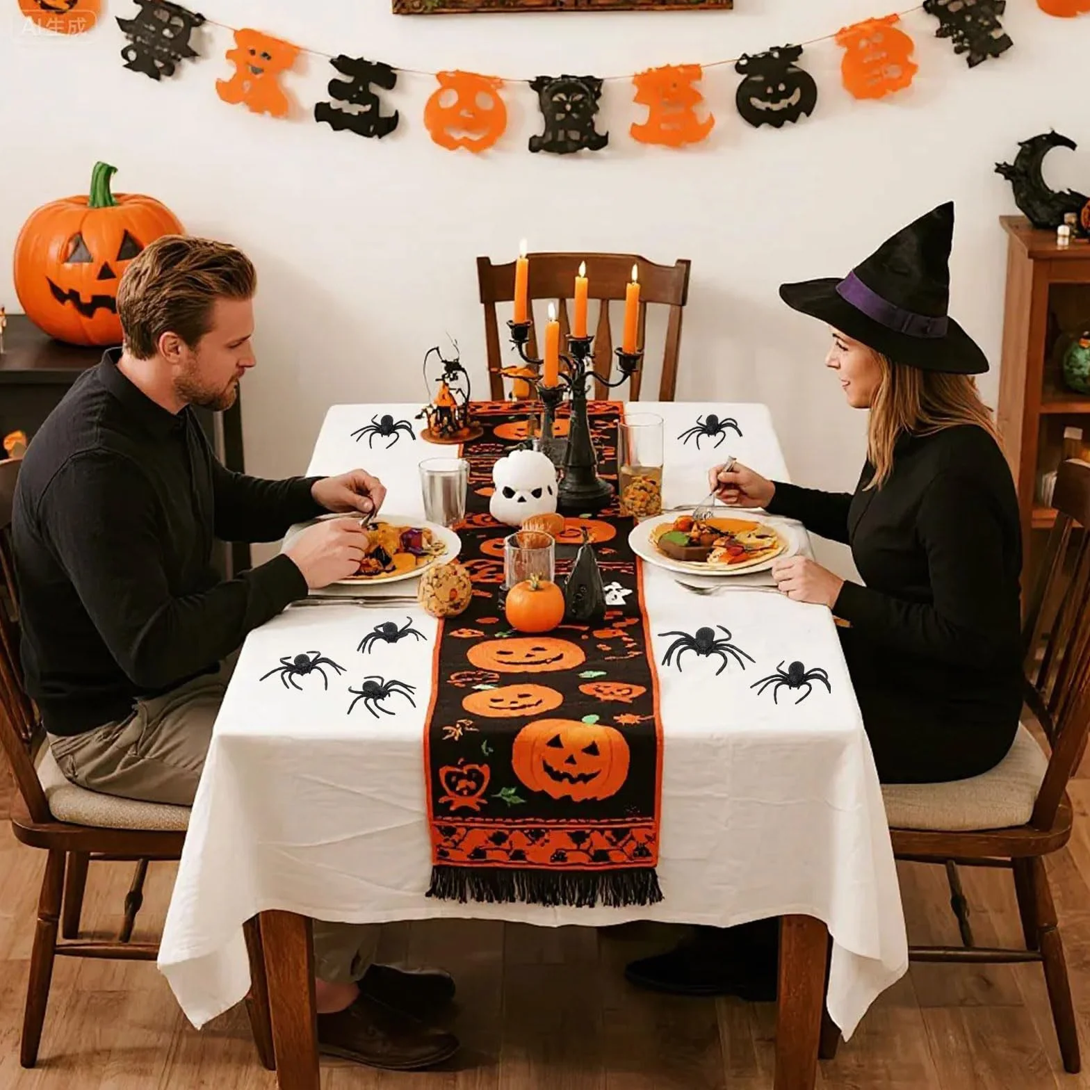 8 sztuk plastikowych pająków, dekoracje na Halloween, pająki na Halloween, sztuczne pająki, czarne duże pajęczyny, realistyczne rekwizyty do sztuczki, przerażające