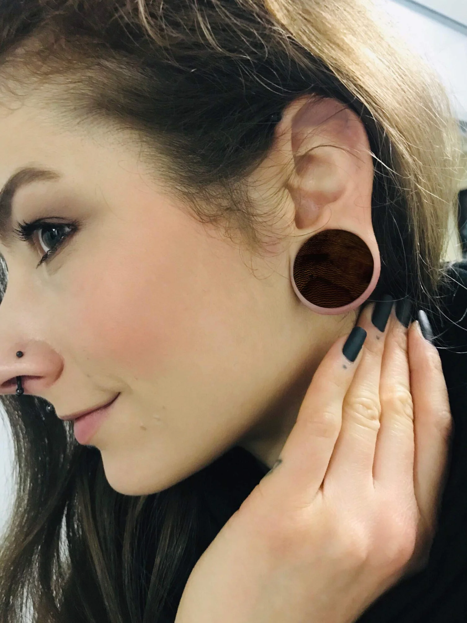 CHICNET Flesh Plug tunel dla kobiet i mężczyzn, rozpychacz z drewna parazytowego w kolorze brązowym, ciemnobrązowym, Double Flared, 6 mm-30 mm, Organic Tribal etno Celtic Nordic Piercing biżuteria e 30 mm, cod. HPT-562-30