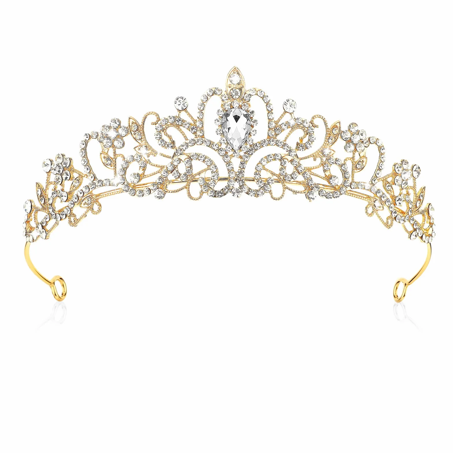 Elegancka korona księżniczki dla dziewcząt, kobiet, tiara, kryształowa tiara, opaska z kryształem górskim, na prezent, biżuteria do włosów na wesele, imprezę taneczną, Einheitsgröße, stop metali, Stop