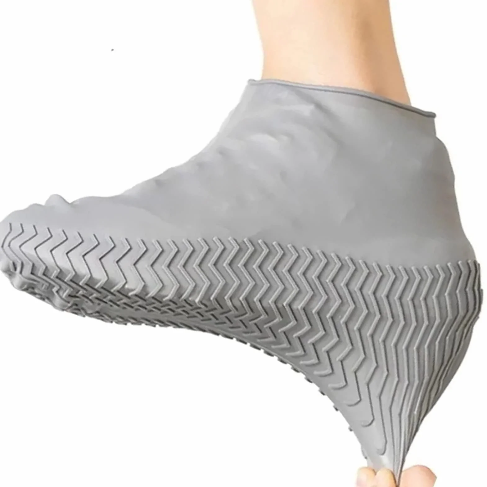 1 para Wodoodporny Silikonowy Pokrowiec na Buty Resuable Outdoor Przeciwdeszczowe Ochraniacze na Buty dla Kobiet Mężczyzn (Szary)