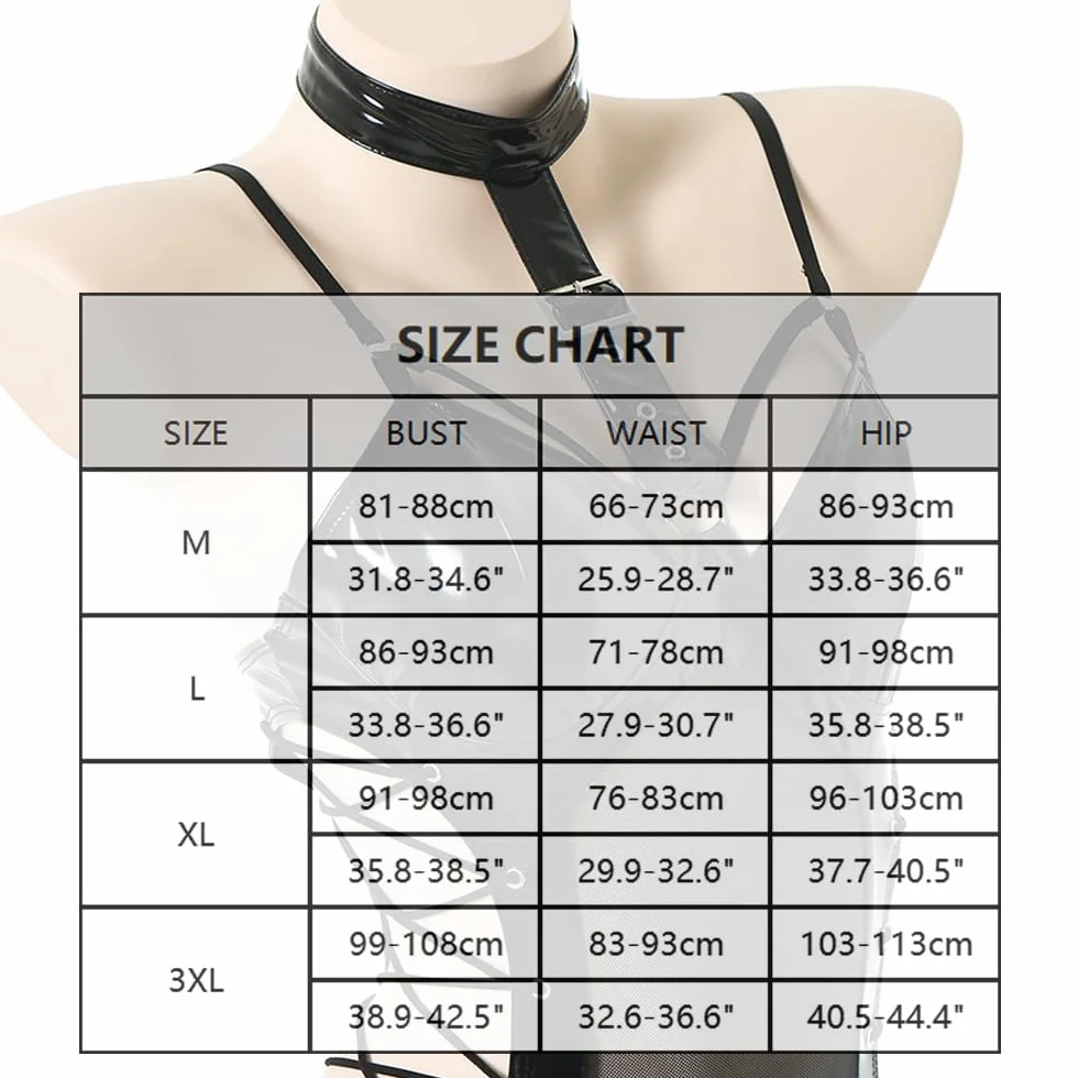 SINROYEE Damskie body Teddy Sexy Lace Up Leather Pu Nightout Jednoczęściowa odzież klubowa Seksowna bielizna cosplay
