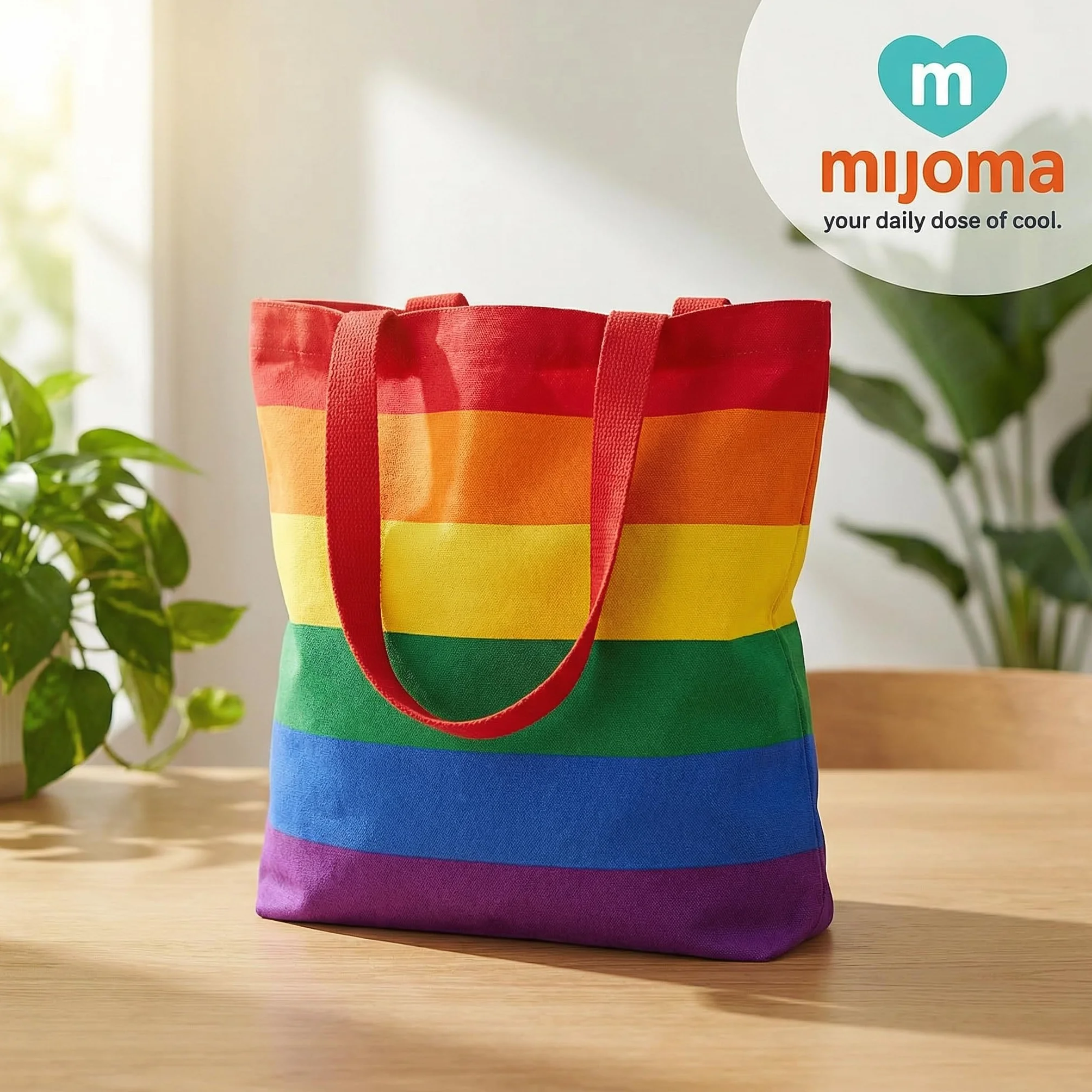 MIJOMA Worek bawełniany Pride: Shopping Bag w tęczowe paski, 35 x 40 cm, ze 100% bawełny, uniwersalna torba do noszenia na co dzień, T?czowe paski, ca. 35 x 40 cm