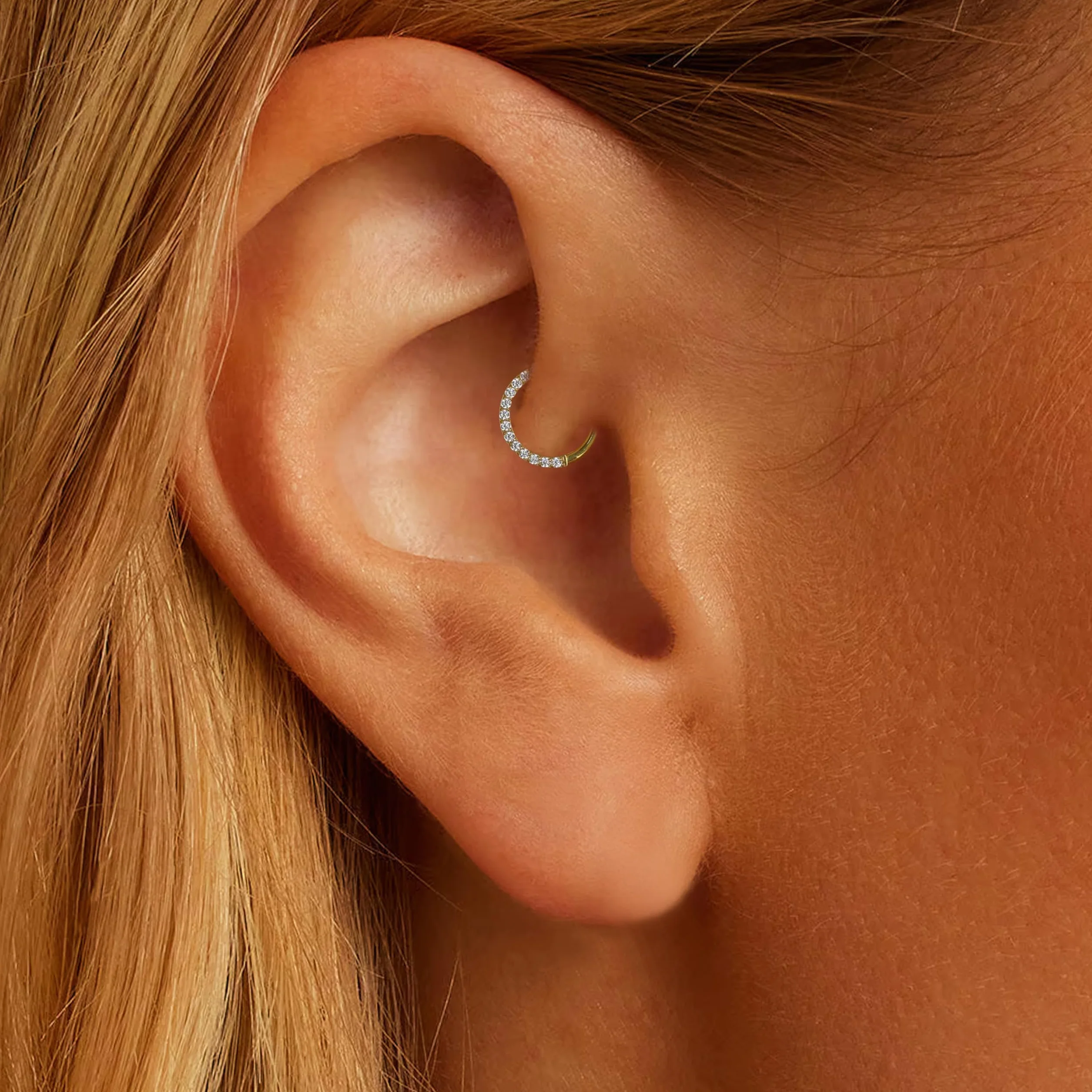 Kolczyk do nosa dla kobiet, stal nierdzewna, złoty, srebrny, piercing helix, septum, tragus conch, piercing wargi, nosa, cyrkonia, biżuteria 8 mm/10 mm