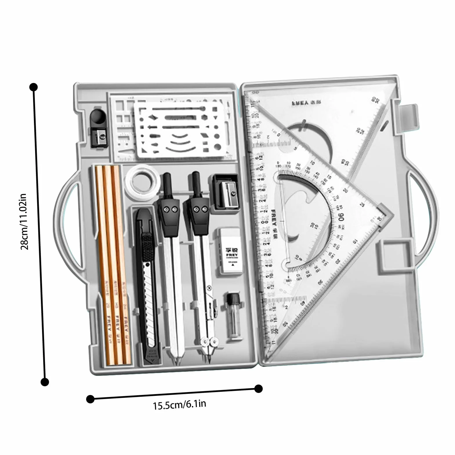 Zestaw kompasu, zestaw geometrii, 16x Professional Geometry Set, Narz?dzia rysunkowe z pude?kiem do przechowywania, opracowywanie materia?ów dla artystów Nauczyciele
