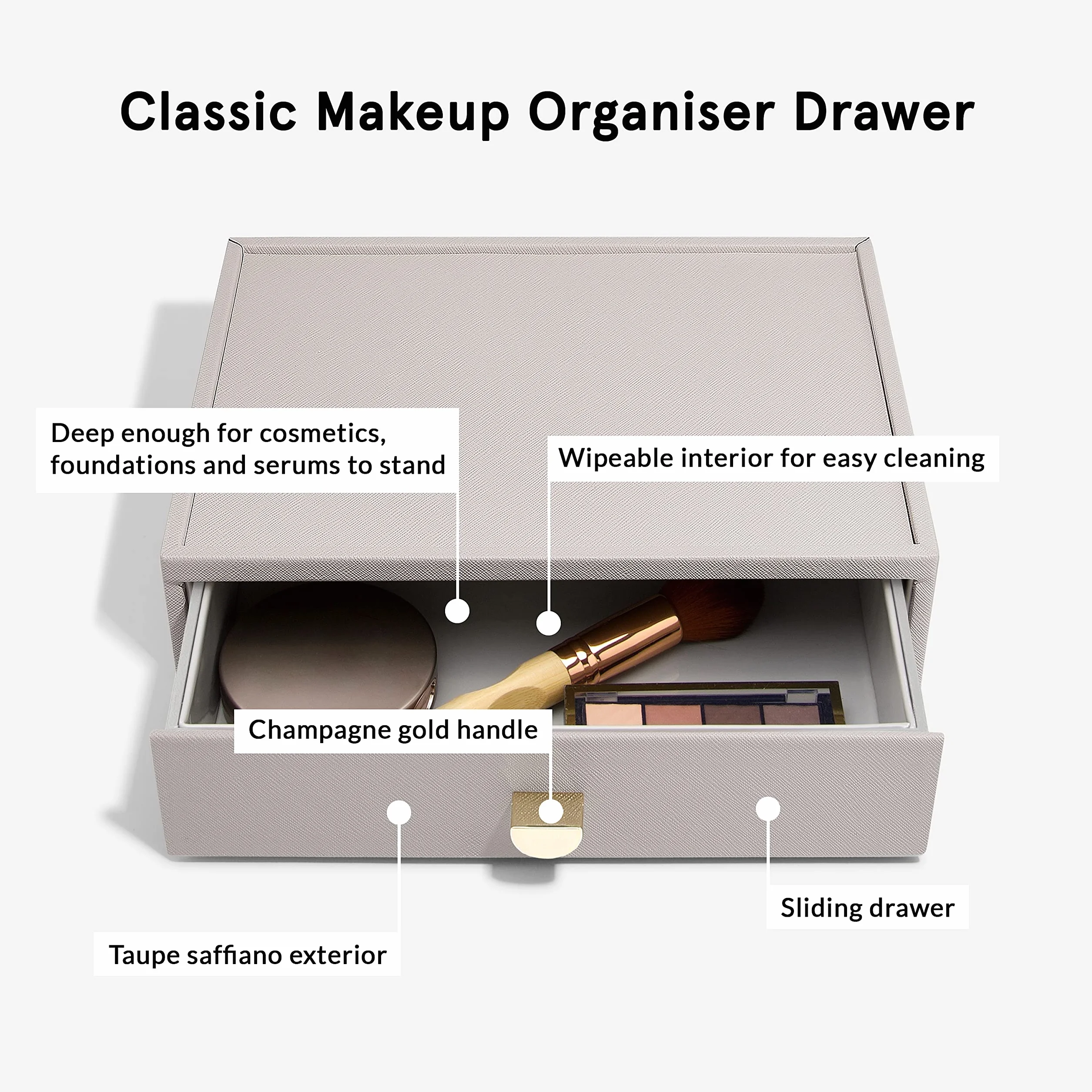 Stackers Taupe organizer do makijażu szuflada