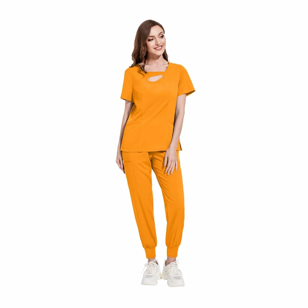 Scrubs mundury zestaw damski, nieregularny kołnierz ultracienkie luźne wielowymiarowe peelingi damskie medyczne peelingi top i spodnie miękkie wygody, tuniki opieki zdrowotnej, odzież robocza w