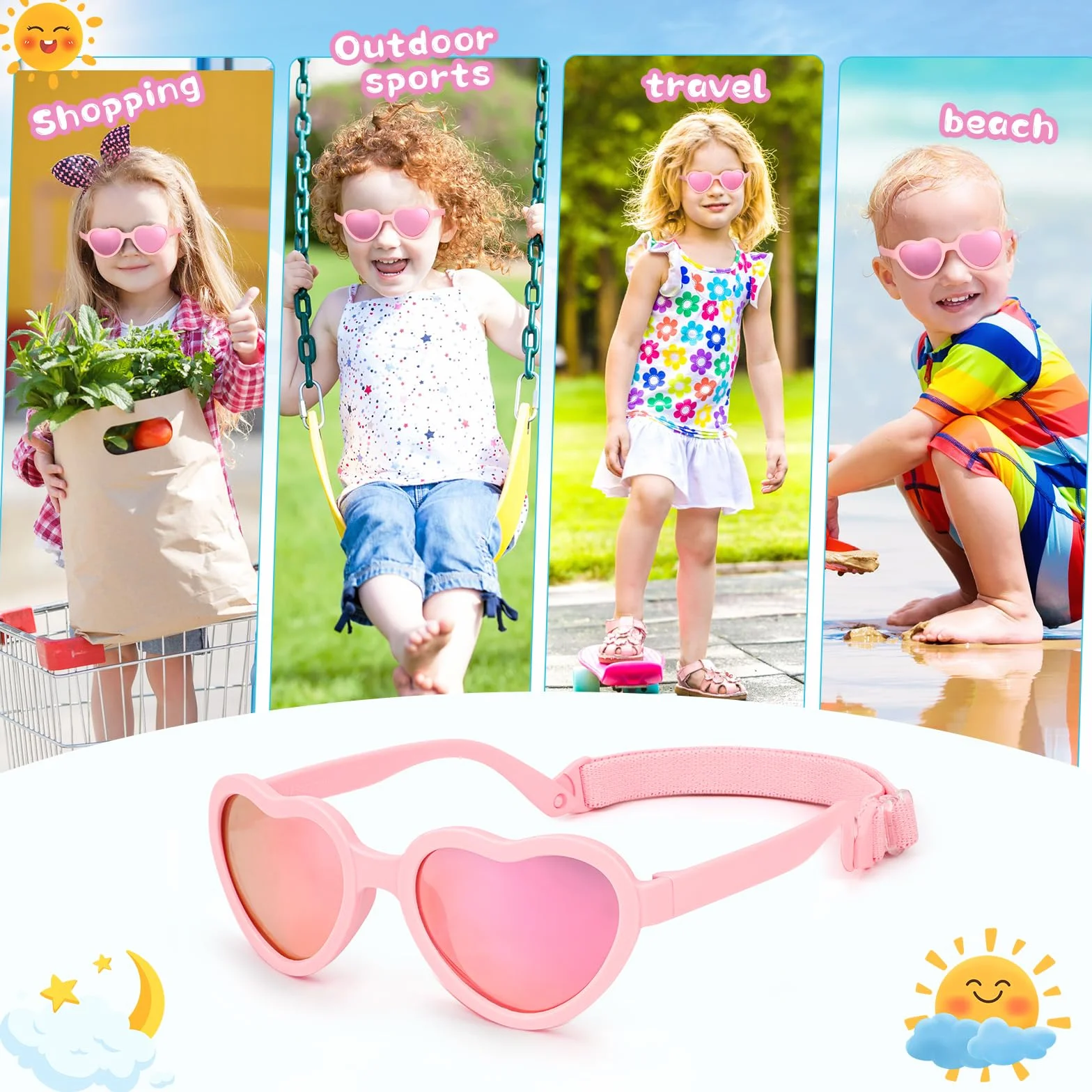 Hifot Dziecięce okulary przeciwsłoneczne UV400, polaryzacyjne okulary przeciwsłoneczne, dla małych dzieci, dziewcząt, chłopców, ochrona przed promieniowaniem ultrafioletowym, 0-3 lata