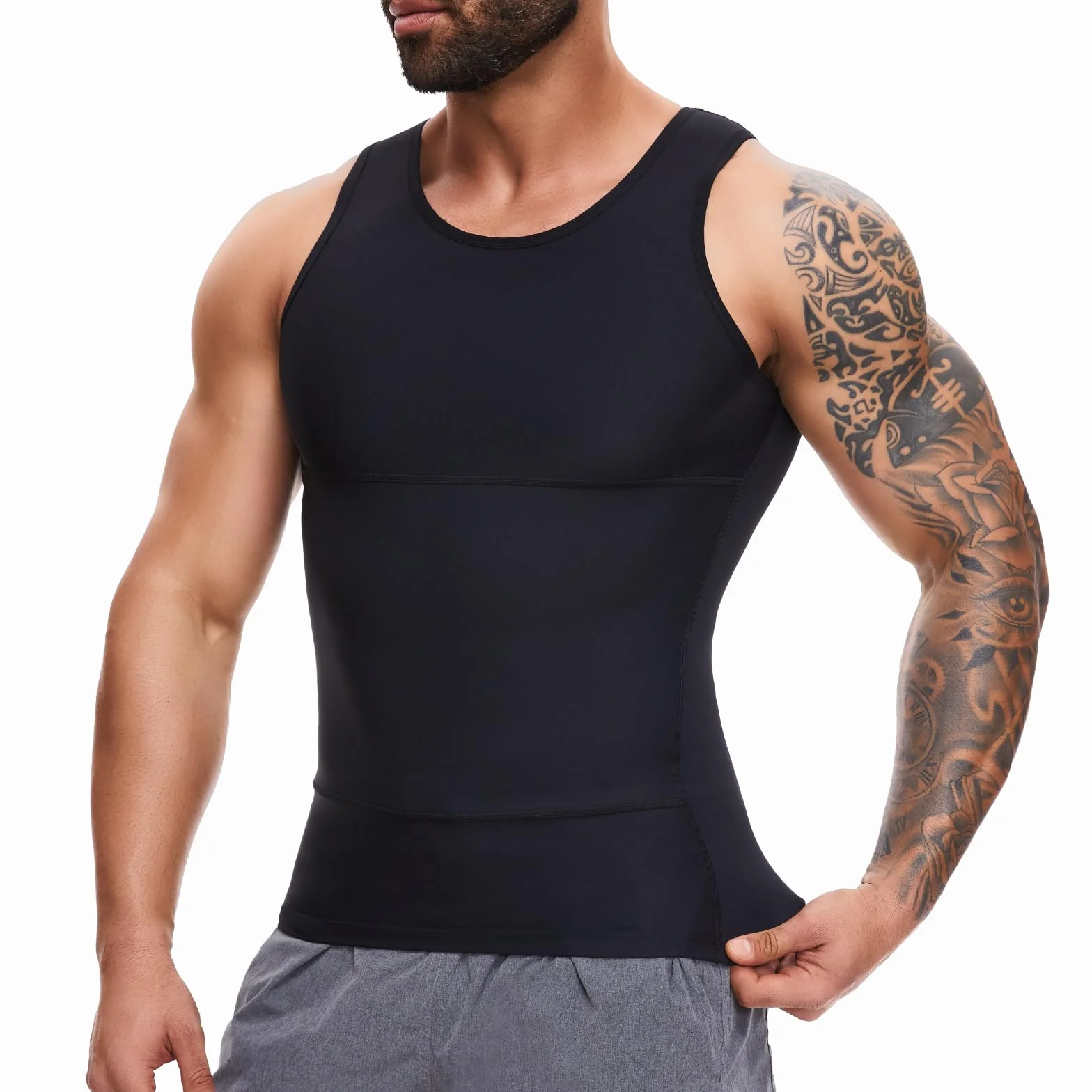 SLIMBELLE Shapewear męska koszulka kompresyjna, elastyczna, bez rękawów, body Shaper Tights, podkoszulek, podkoszulek męski, podkoszulek modelujący talię, modelująca figurę, wyszczuplający brzuch,