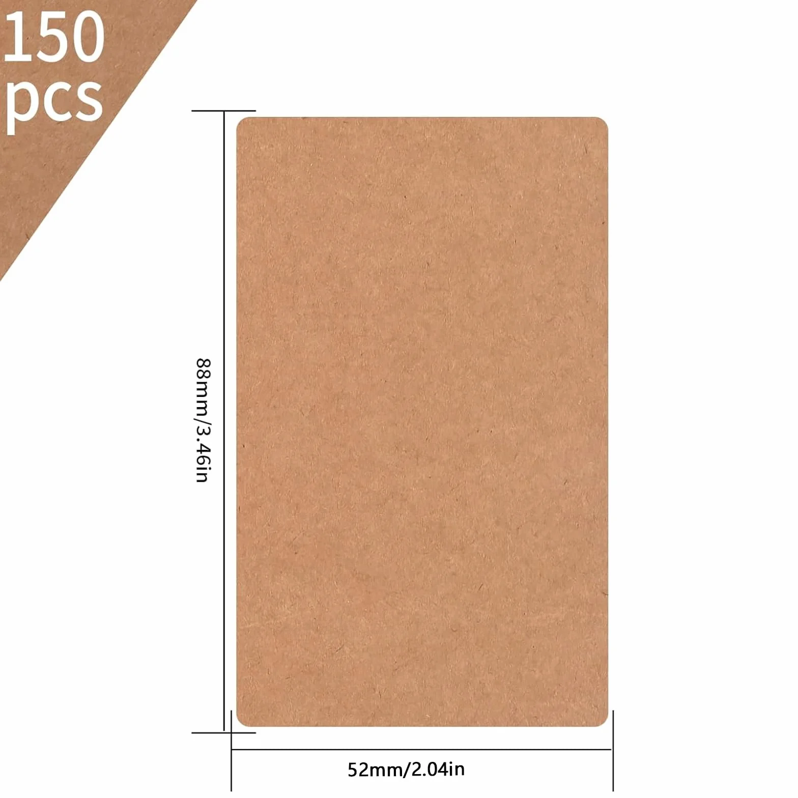 150 sztuk pustych kartek papierowych, fiszki do zapamiętywania, puste karty do gry, karty z papieru kraftowego, wizytówki, papier do majsterkowania, nauki, zapamiętywania, kolor brązowy, 8,9 x 5,2 cm