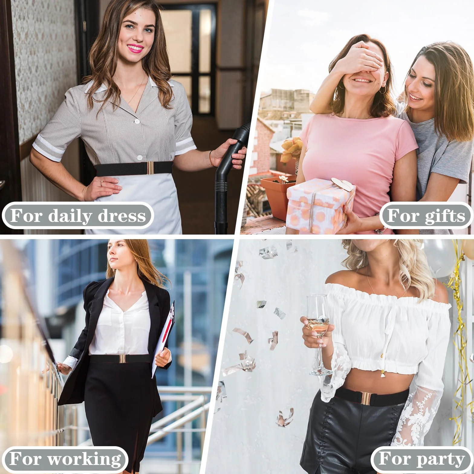 Jeffdad Prosty, elastyczny pasek z płaską klamrą, elastyczny pasek damski w talii ze stretchem w stylu vintage, elastyczny pasek do trymera, elastyczny pas do sukienek