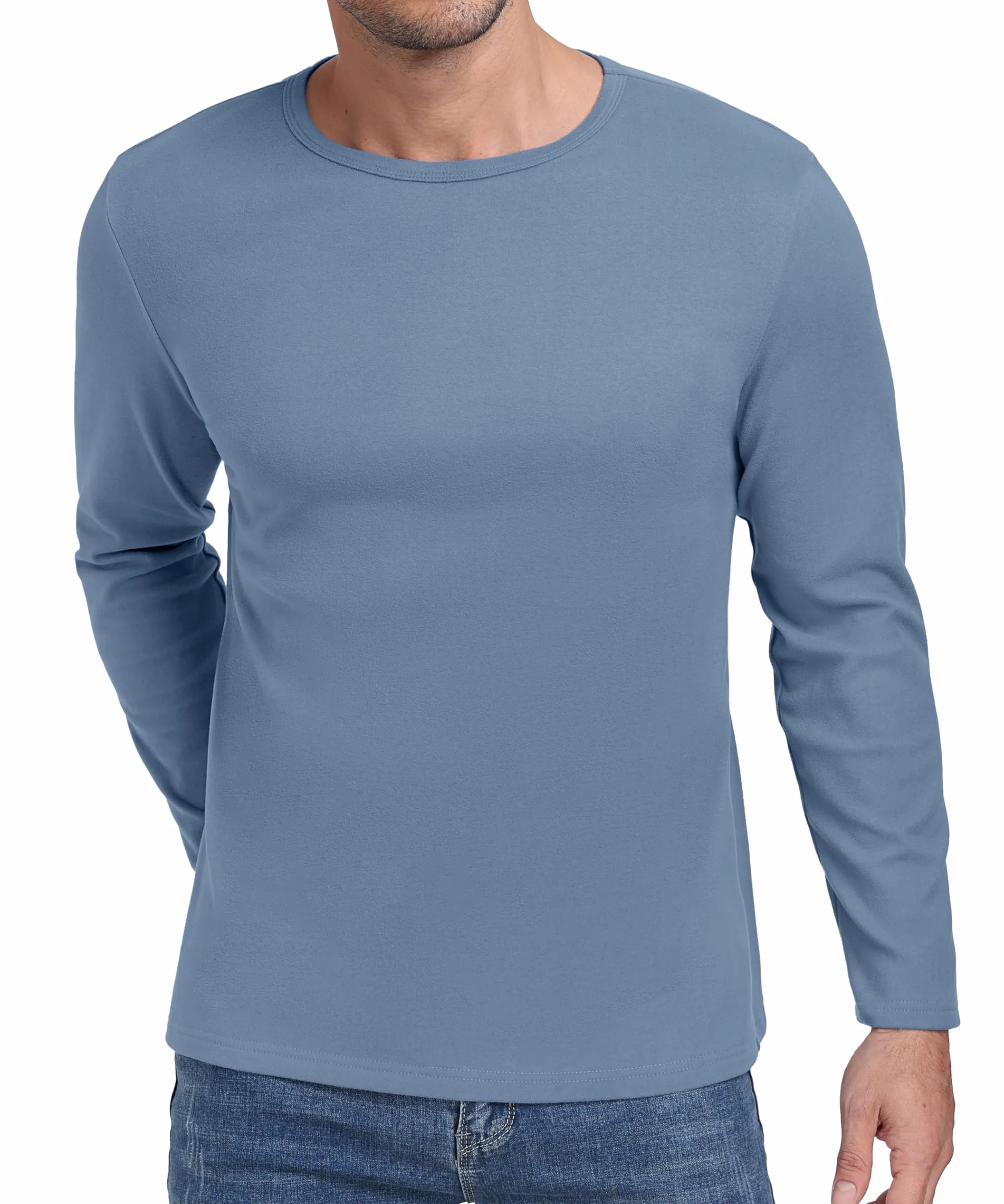 Hisir Basic-T koszulka z długim rękawem, męska koszulka z okrągłym dekoltem, zimowa, termiczna podkoszulek z długim rękawem, krój slim fit, rozciągliwa, górna część