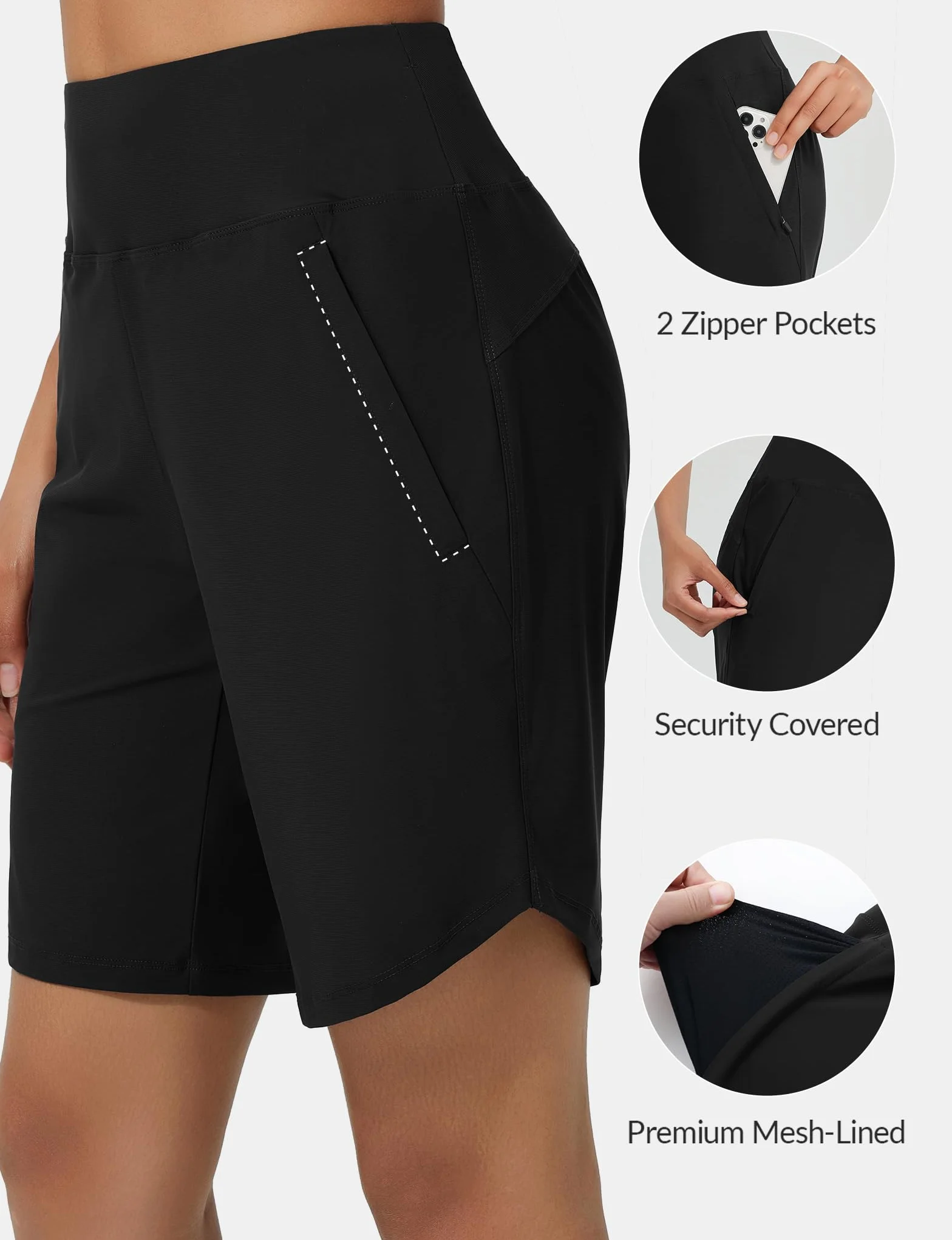 BALEAF Damskie Szorty Kąpielowe 9" Długie Bermudy Do Kolan Spodnie Plażowe Ochrona Przed Słońcem Kąpielówki Quick Dry UPF50+