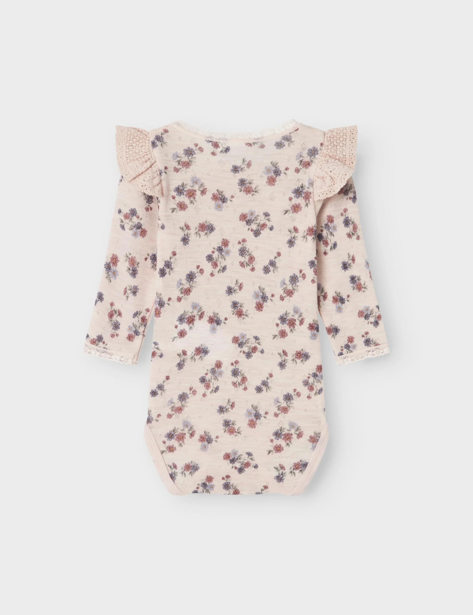 NAME IT Nbfwang Wool Needle Ls Body W/Flounce body z długim rękawem, Rosa, 62 cm