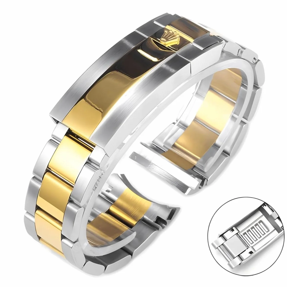 Bransoleta Metalowa Stal 904L Pasek Zegarka Klamra Ślizgowa Bransoletka Zamienna 20mm 21mm Szybka dla Rolex GMT-Master
