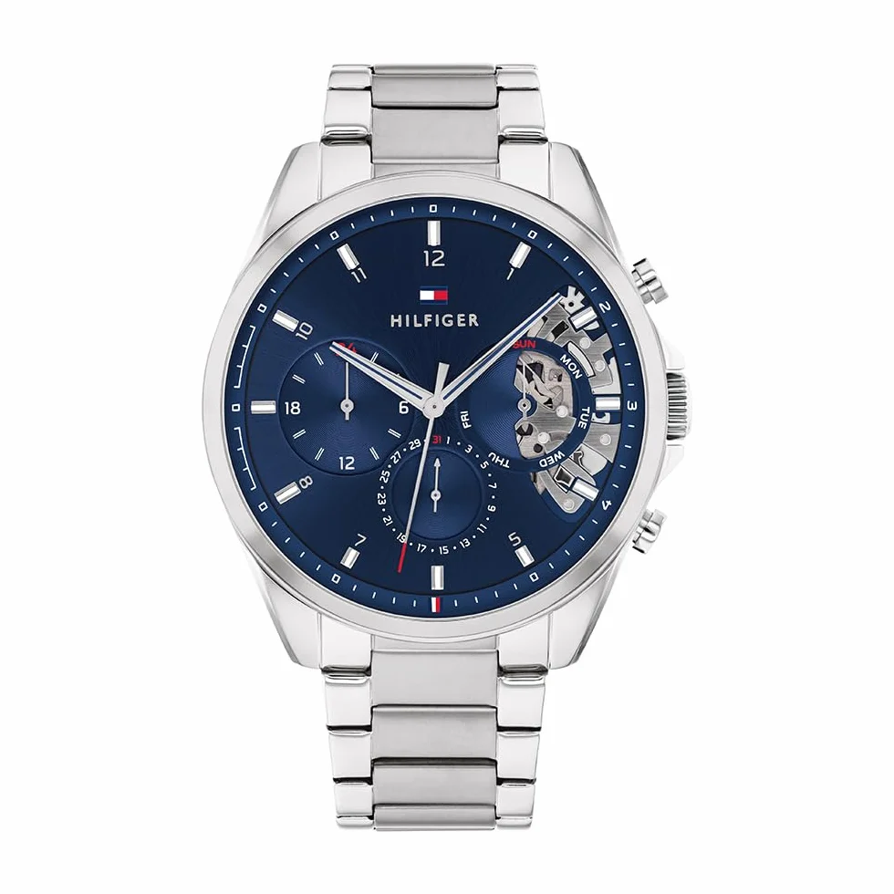 Tommy Hilfiger Mężczyźni Baker Zegarek, Granatowy/Srebrny, 43.5 mm