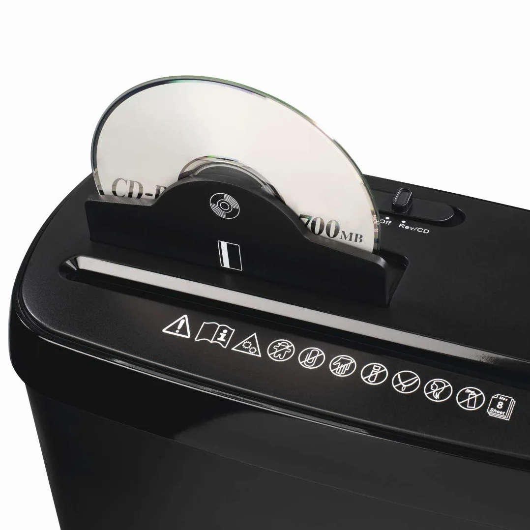 Hama niszczarka tnąca na paski 6mm do papieru Basic S8CD 8l do papieru, do dokumentów (domowa, z koszem 11l, 9 arkuszy, klasa ochrony P-2, T-1) czarna