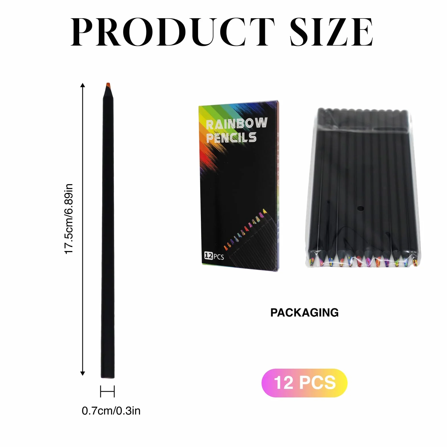 12 szt. tęczowych ołówków, wielokolorowe Jumbo, do rysowania, projektów DIY, kolorowania, kreatywnego prezentu, wysokiej jakości drewna, gotowe do użycia, kolorowe kredki, wstępnie wycięte