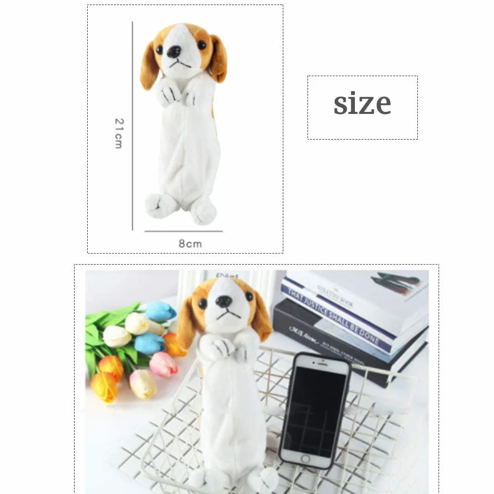 3D kształt psa piórnik, miękka pluszowa zabawka urocza torba na długopisy dla dzieci (Golden retriever)